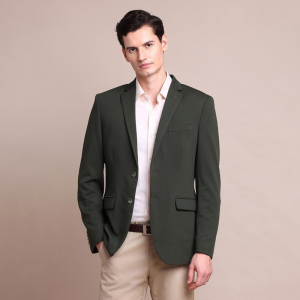 Men Fit Notched Collar Single Breasted Formal Blazer