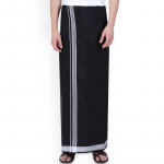 Men Silver Star Border Fancy Dhoti - Silver Border