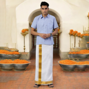 Pure Cotton Kaviyam Dhoti With Zari Border