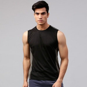 Men Black Advanced Rapid Dry Round Neck T-shirt