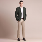 Men Fit Notched Collar Single Breasted Formal Blazer