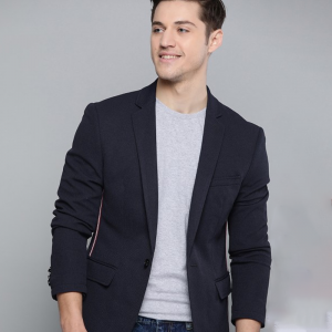 Men Solid Single-Breasted Regular Fit Casual Blazer