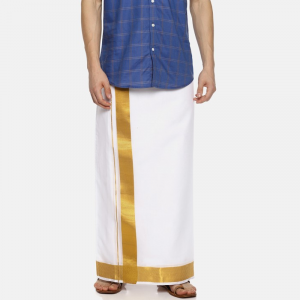 Men White Solid Readymade Dhoti