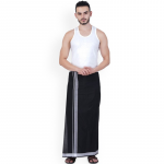 Men Silver Star Border Fancy Dhoti - Silver Border
