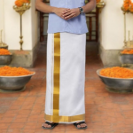 Pure Cotton Kaviyam Dhoti With Zari Border